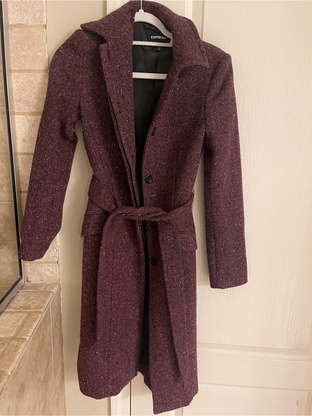 Express Women's Belted Trench Coat in Maroon